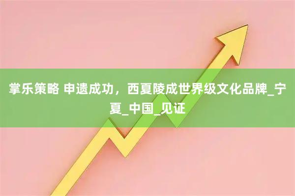 掌乐策略 申遗成功，西夏陵成世界级文化品牌_宁夏_中国_见证